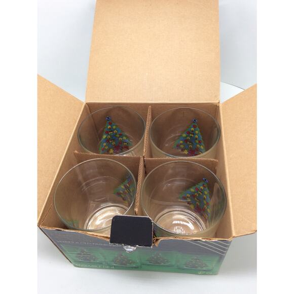 Vintage 1986 Christmas Treasure Old-Fashioned Tumblers Set of 4 - Picture 3 of 4